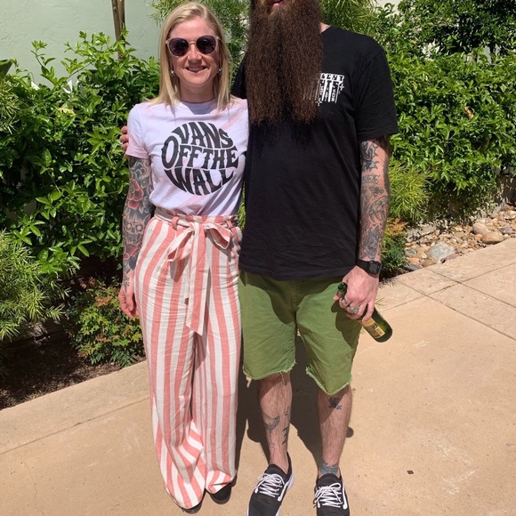 Forever 21 Pink and White Striped Wide Leg Pants - Picture 5 of 5